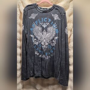 Affliction Men's Vintage Charcoal and Blue Reversible Thermal Sz XL